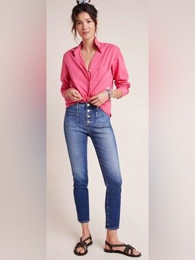 Anthropologie AG Adriano Goldschmied Jeans 27R Vintage Stevie Ankle Button Fly